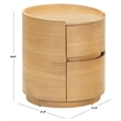 Safavieh Melissa Round 2 Drawer Wood Nightstand in Oak