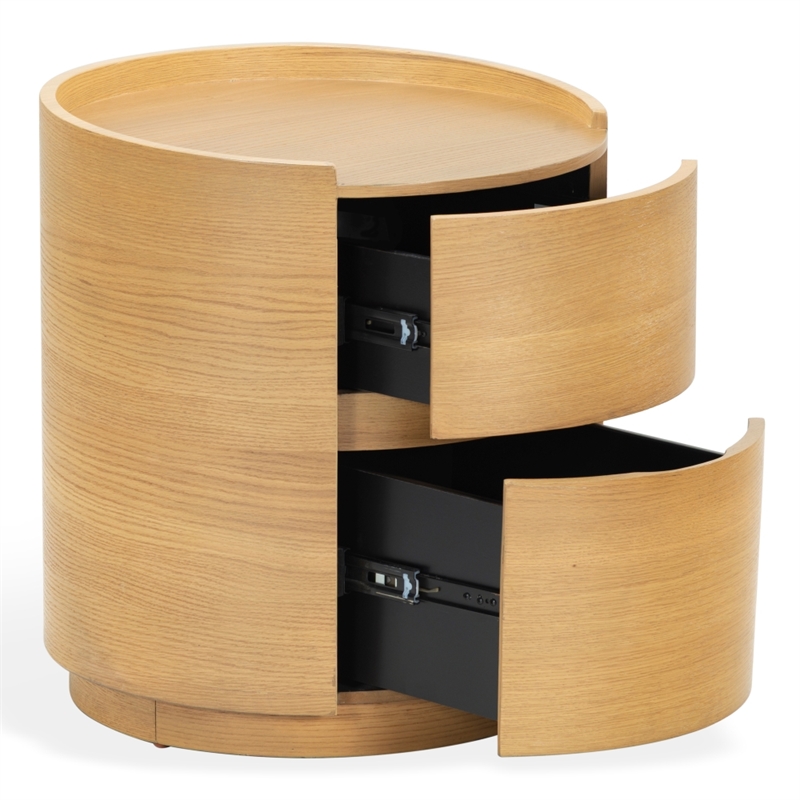 Safavieh Melissa Round 2 Drawer Wood Nightstand in Oak