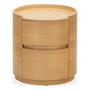 Safavieh Melissa Round 2 Drawer Wood Nightstand in Oak