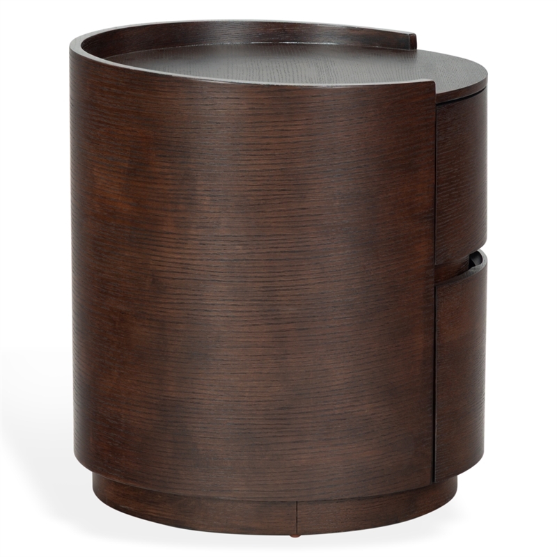 Safavieh Melissa Round 2 Drawer Wood Nightstand in Walnut
