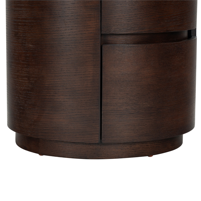 Safavieh Melissa Round 2 Drawer Wood Nightstand in Walnut