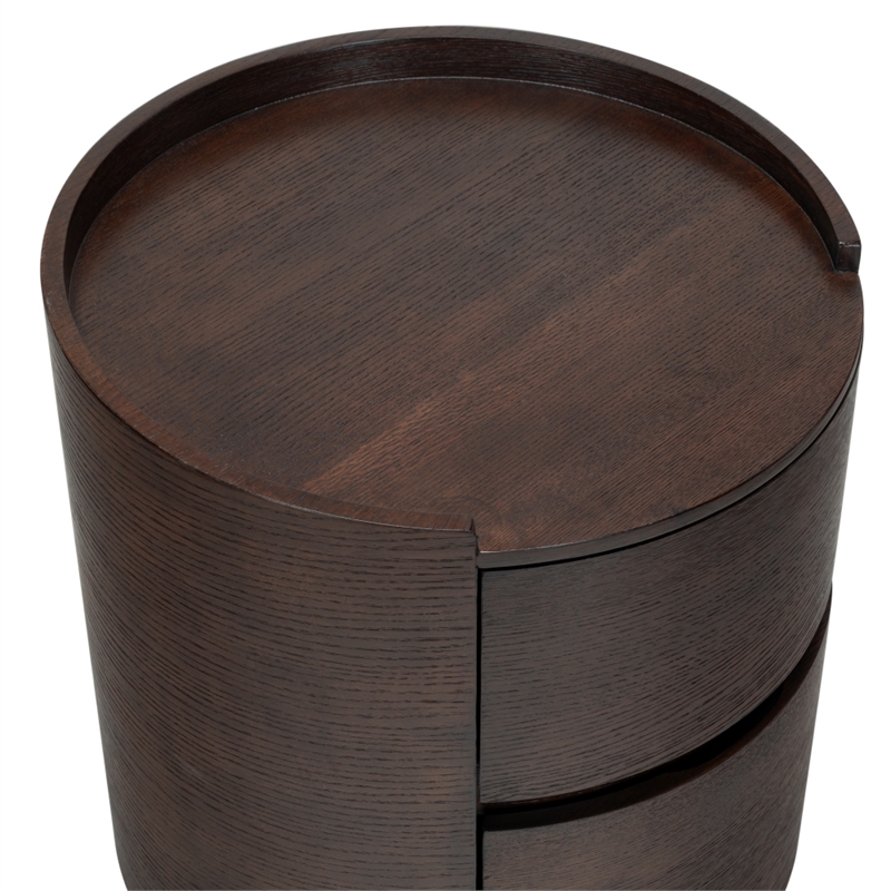 Safavieh Melissa Round 2 Drawer Wood Nightstand in Walnut