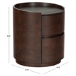 Safavieh Melissa Round 2 Drawer Wood Nightstand in Walnut
