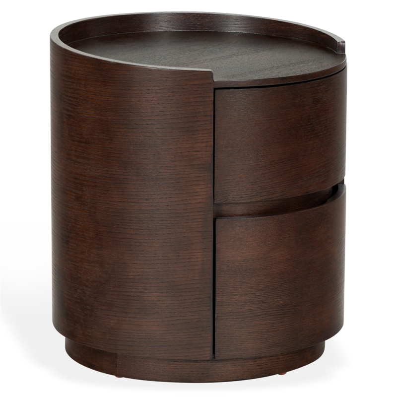 Safavieh Melissa Round 2 Drawer Wood Nightstand in Walnut