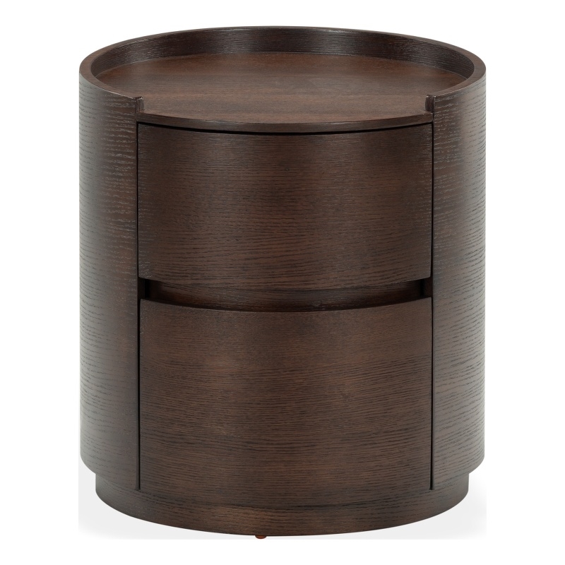 Safavieh Melissa Round 2 Drawer Wood Nightstand in Walnut