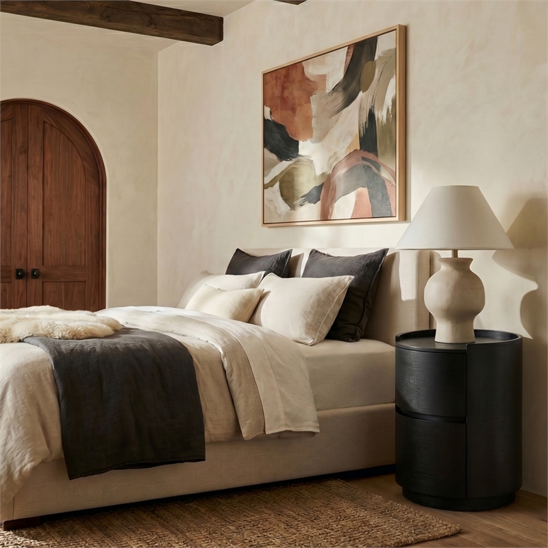safavieh melissa round 2 drawer wood nightstand in black