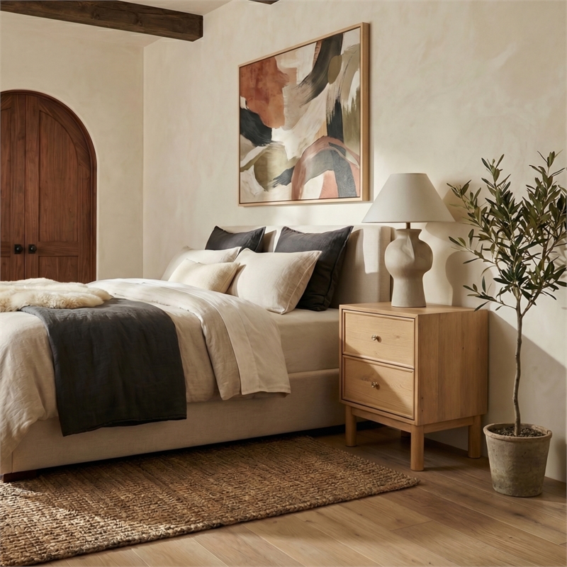 Safavieh Orion 2 Drawer Wood Nightstand in Oak