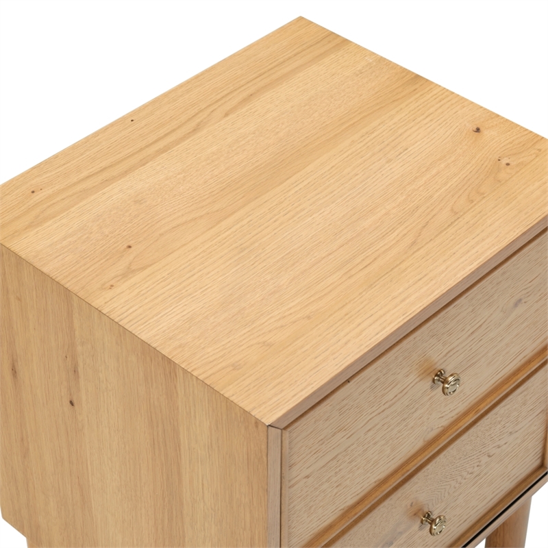 Safavieh Orion 2 Drawer Wood Nightstand in Oak