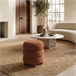 Safavieh Cecelia Round Chenille and Wood Ottoman in Rust / Walnut