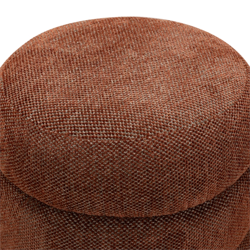 Safavieh Cecelia Round Chenille and Wood Ottoman in Rust / Walnut