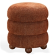 Safavieh Cecelia Round Chenille and Wood Ottoman in Rust / Walnut