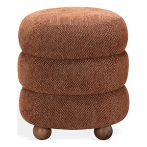 Safavieh Cecelia Round Chenille and Wood Ottoman in Rust / Walnut