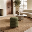 Safavieh Cecelia Round Chenille and Wood Ottoman in Green / Walnut
