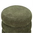 Safavieh Cecelia Round Chenille and Wood Ottoman in Green / Walnut