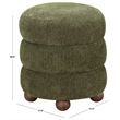 Safavieh Cecelia Round Chenille and Wood Ottoman in Green / Walnut