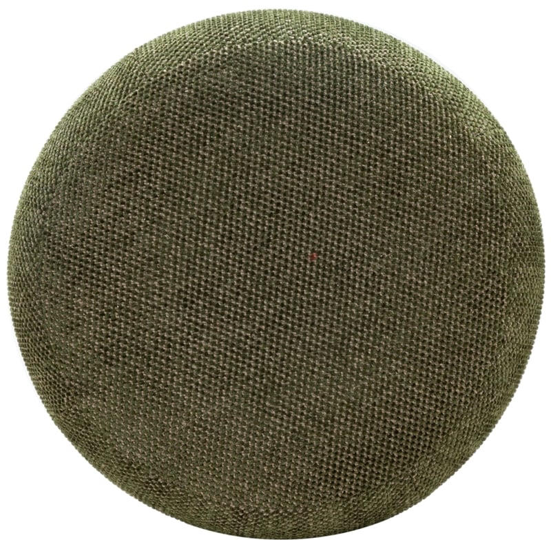 Safavieh Cecelia Round Chenille and Wood Ottoman in Green / Walnut