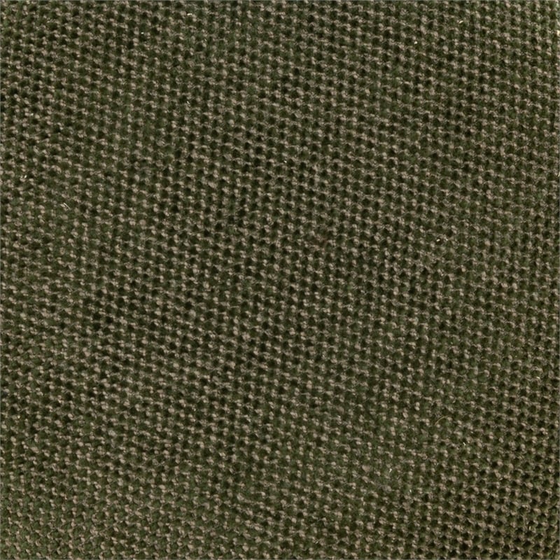 Safavieh Cecelia Round Chenille and Wood Ottoman in Green / Walnut