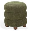 Safavieh Cecelia Round Chenille and Wood Ottoman in Green / Walnut