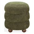 Safavieh Cecelia Round Chenille and Wood Ottoman in Green / Walnut