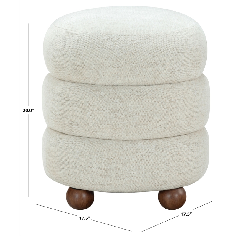 Safavieh Cecelia Round Ottoman in Taupe / Walnut