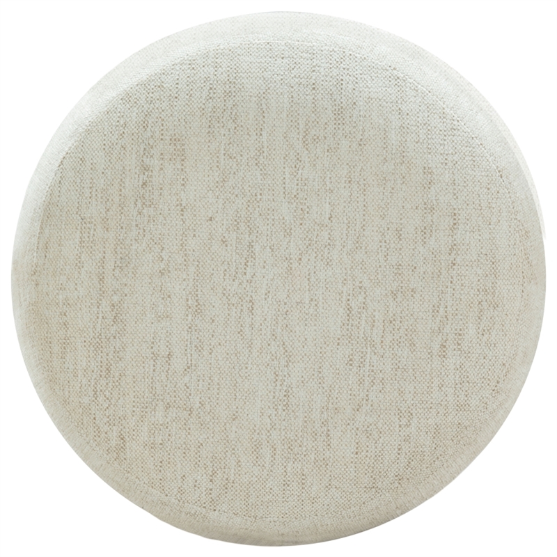 Safavieh Cecelia Round Ottoman in Taupe / Walnut