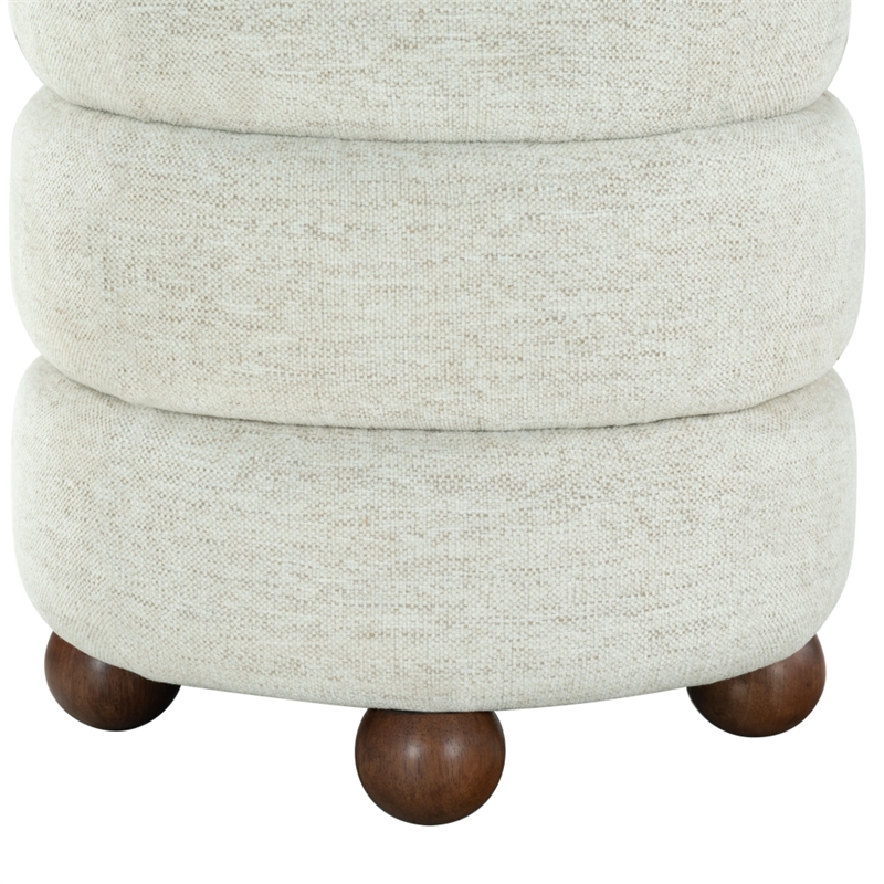 Safavieh Cecelia Round Ottoman in Taupe / Walnut