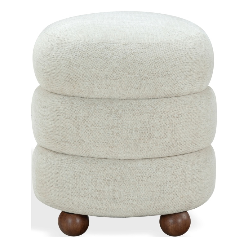 Safavieh Cecelia Round Ottoman in Taupe / Walnut