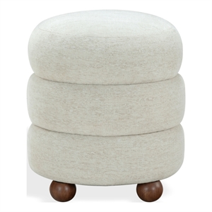 Safavieh Cecelia Round Ottoman in Taupe / Walnut