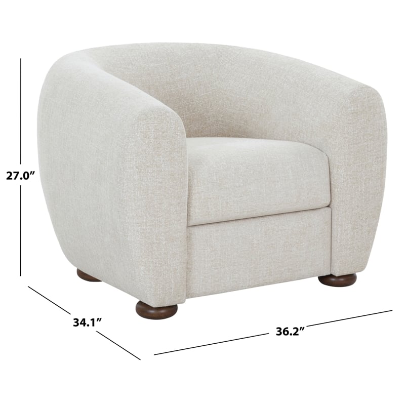 Safavieh Freddy Chenille and Wood Accent Chair in Taupe