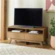 Safavieh Demora Open Shelf 2 Drawer Wood Media Stand in Oak
