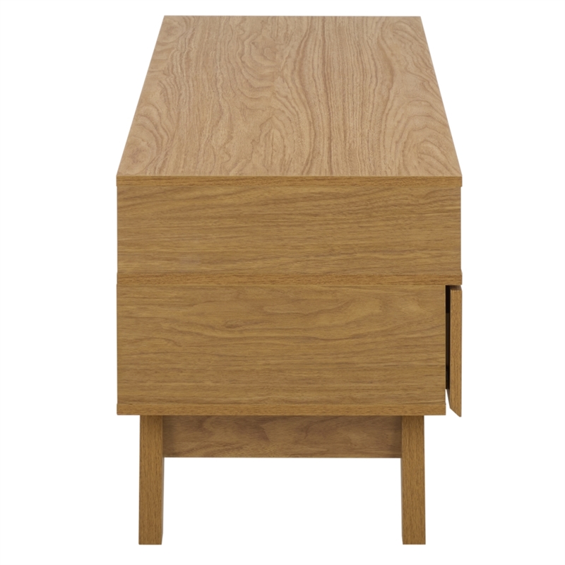 Safavieh Demora Open Shelf 2 Drawer Wood Media Stand in Oak