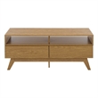 Safavieh Demora Open Shelf 2 Drawer Wood Media Stand in Oak