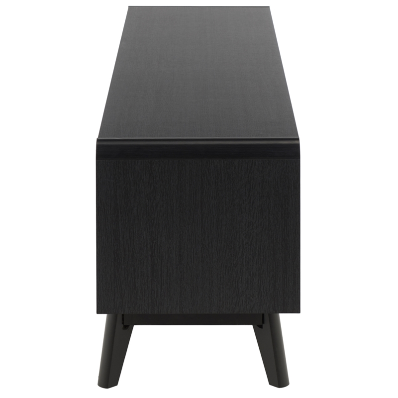 Safavieh Maddy 3 Shelf Rattan Doors Media Stand in Black