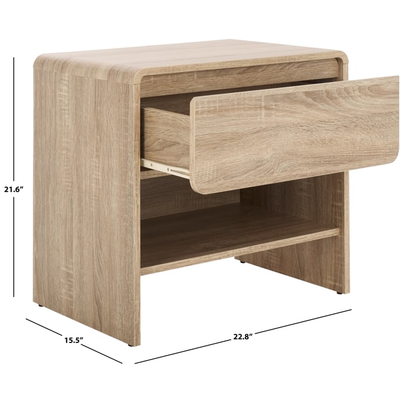 Safavieh Arsenio 1 Drawer Wood Nightstand in Cream