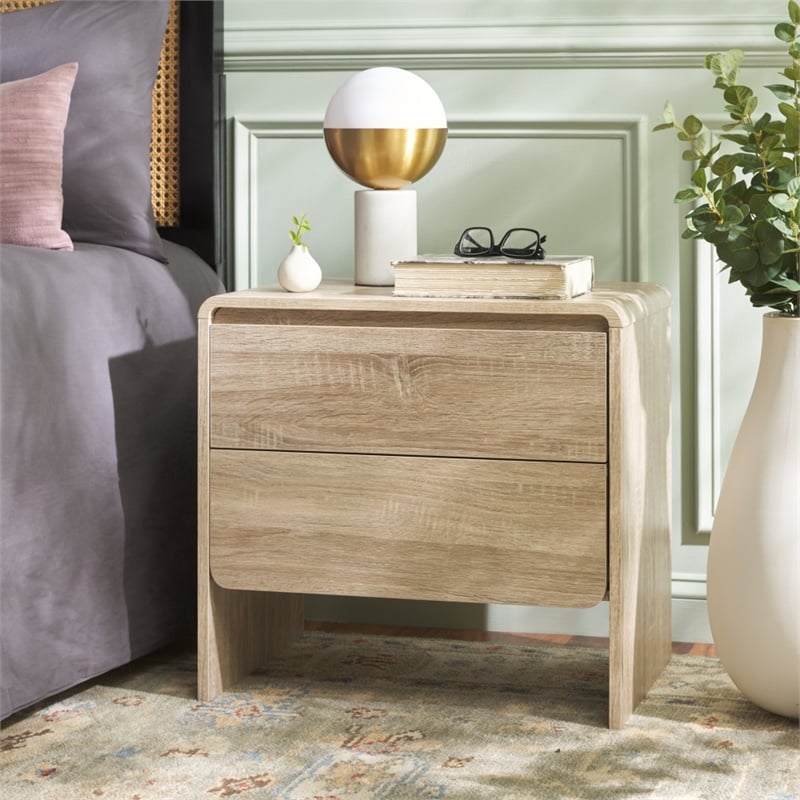 Safavieh Arsenio 2 Drawer Wood Nightstand in Cream