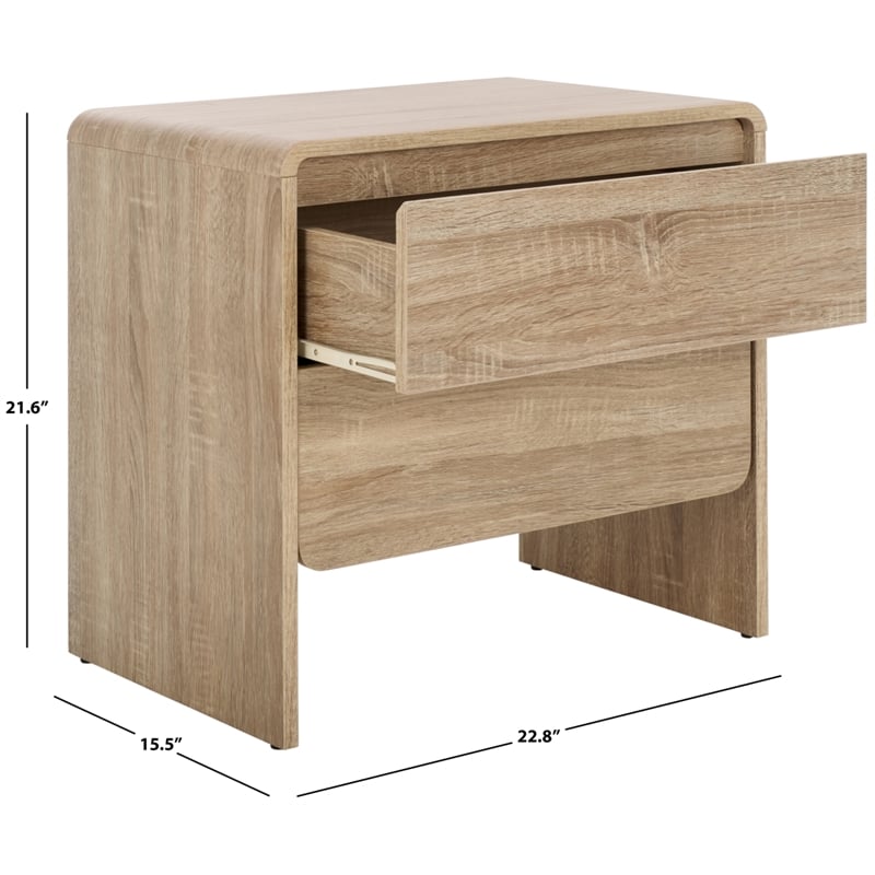 Safavieh Arsenio 2 Drawer Wood Nightstand in Cream