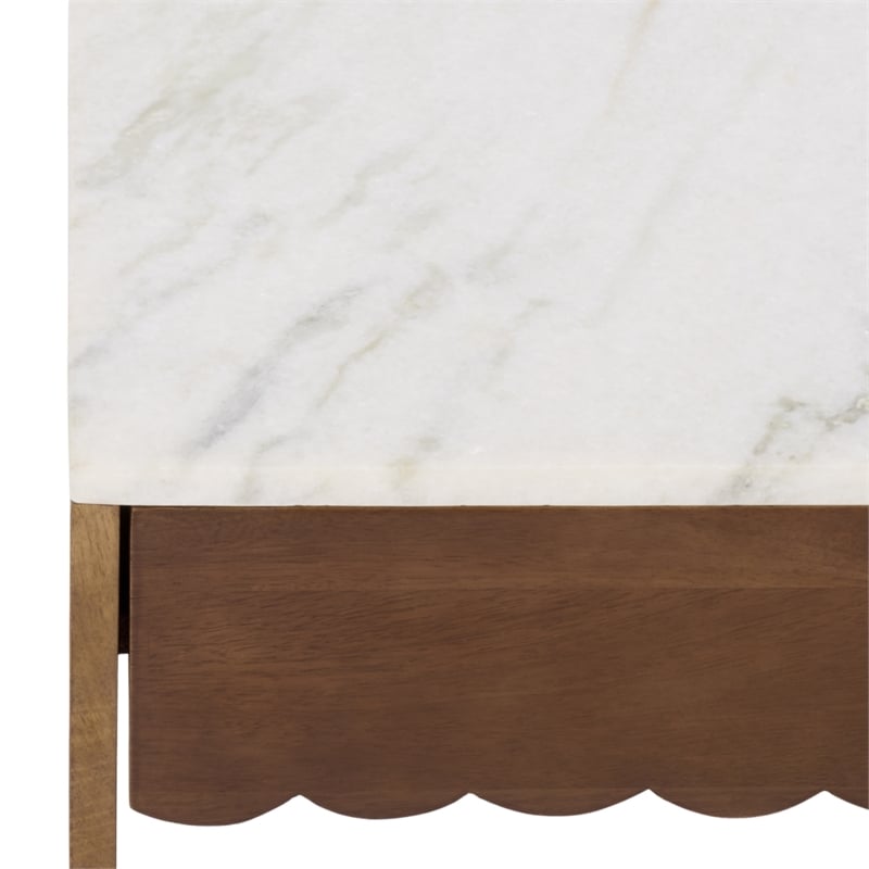 Safavieh Lyubov Marble and Wood Nightstand in White / Brown