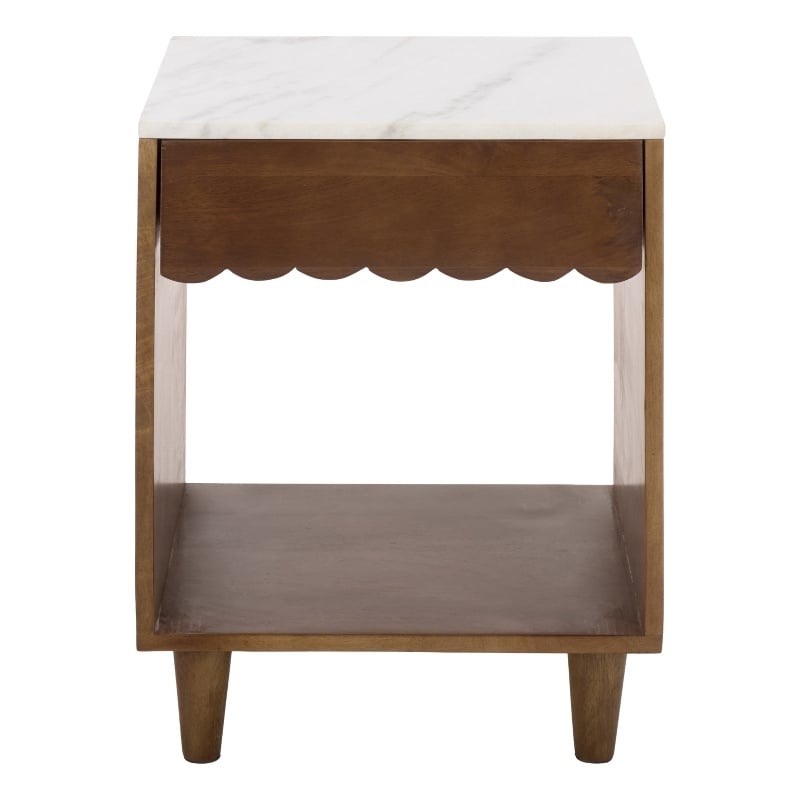 Safavieh Lyubov Marble and Wood Nightstand in White / Brown