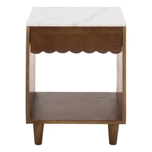 Safavieh Lyubov Marble and Wood Nightstand in White / Brown