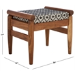 Safavieh Elmar Wood Ottoman in Navy / White / Natural
