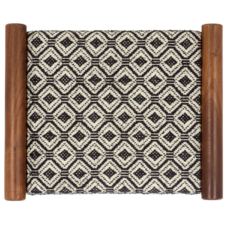 Safavieh Elmar Wood Ottoman in Navy / White / Natural