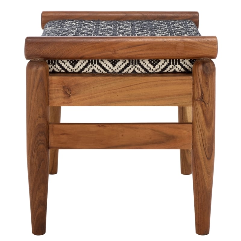 Safavieh Elmar Wood Ottoman in Navy / White / Natural