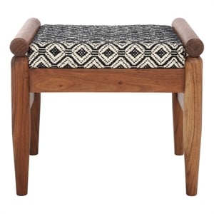 Safavieh Elmar Wood Ottoman in Navy / White / Natural