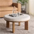Safavieh Evgenia Round Wood Ottoman in White / Walnut