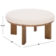 Safavieh Evgenia Round Wood Ottoman in White / Walnut