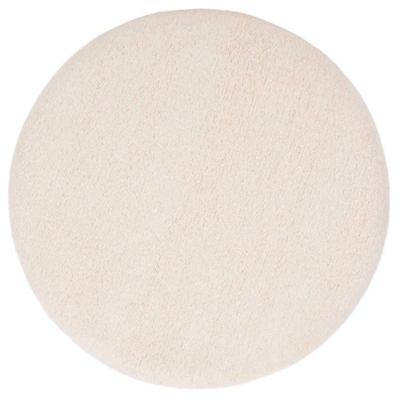 Safavieh Evgenia Round Wood Ottoman in White / Walnut