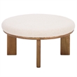 Safavieh Evgenia Round Wood Ottoman in White / Walnut