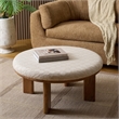 Safavieh Evgenia Round Wood Ottoman in Cream / Walnut