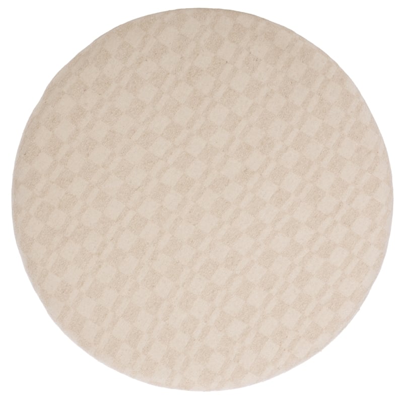 Safavieh Evgenia Round Wood Ottoman in Cream / Walnut