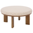 Safavieh Evgenia Round Wood Ottoman in Cream / Walnut